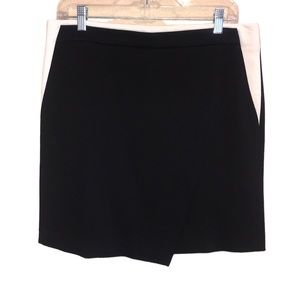 WHBM Mini Skirt Black White Trim Front Slit Lined Size 8